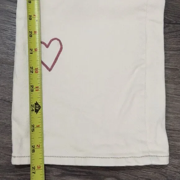 Driftwood Royce Straight Leg Jeans Love Notes Embroidered Hearts Roses Sz 29 - Picture 7 of 10